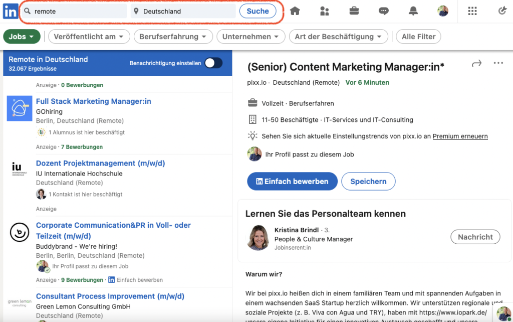 Remote-Work-Job-Portale: Übersicht, statt Qual der Wahl LinkedIn Suche